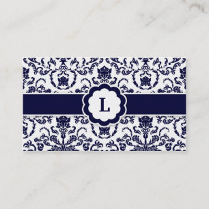 Carte De Visite Marine de monogramme de damassé de 311 Lauren