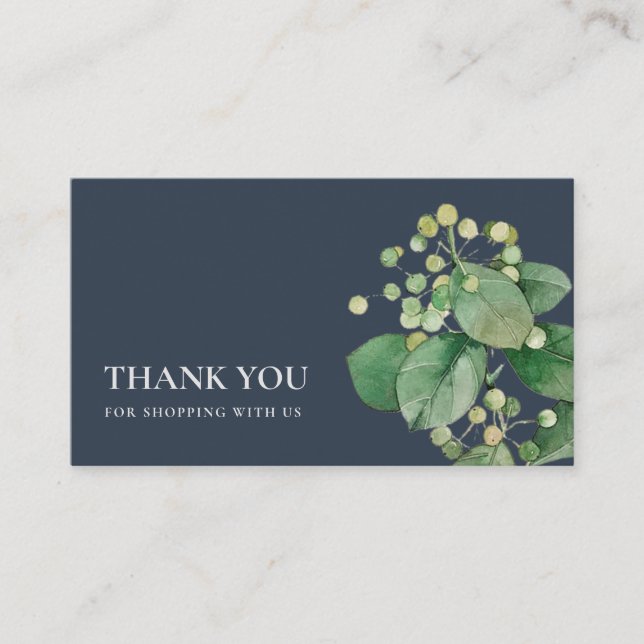 CARTE DE VISITE MARINE ELÉGANT BERRY FEAF FOLIAGE MERCI VERT (Devant)