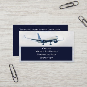 Carte De Visite Marine White Avion commercial Capitaine
