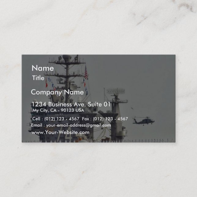 Carte De Visite Marins de marine de bateaux d'hélicoptères de (Devant)