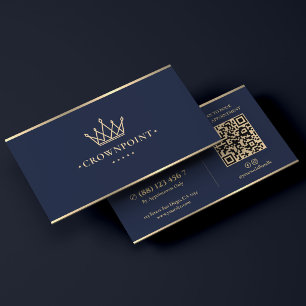 Carte De Visite Marketing de luxe Marque Couronne Bleu marine fonc