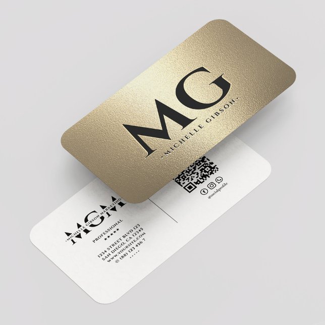 Carte De Visite Marketing professionnel Blanc Or Moderne Monogramm (Professional Marketing White Gold Modern Monogram Business Card
)