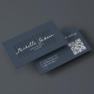 Carte De Visite Marketing Professionnel Élégant Bleu Charbon