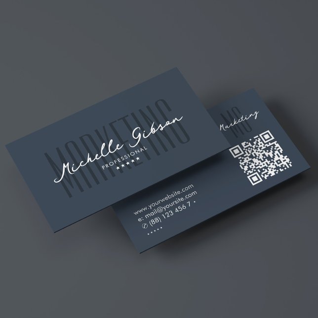Carte De Visite Marketing Professionnel Élégant Bleu Charbon (Marketing Professional Elegant Charcoal Blue Business Card
)