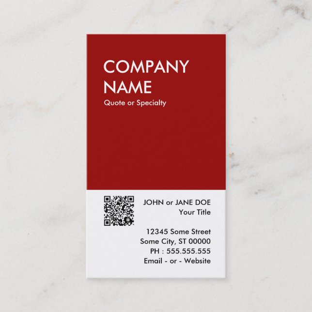 Carte De Visite maroon bold concevoir votre propre code QR (Devant)