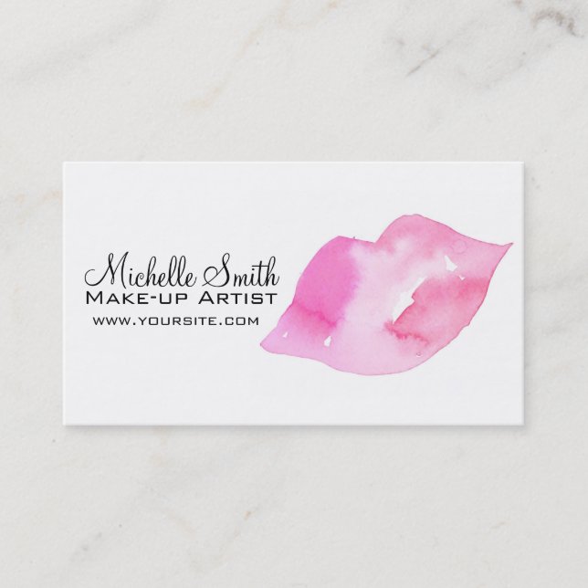 Carte De Visite Marquage à chaud rose de maquillage de lèvres (Devant)