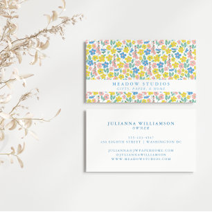 Carte De Visite Marque de boutique florale moderne jaune bleu mign