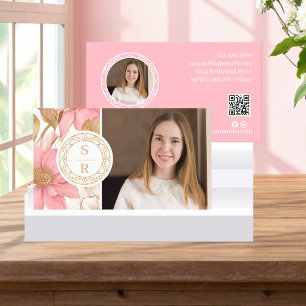 Carte De Visite Marque de luxe Floral Botanical Monogram Crest Log