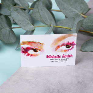 Carte De Visite Marque de maquillage d'oeil rose aquarelle