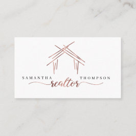 Carte De Visite Marque de revendeur avec maison en or rose