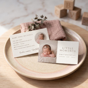 Carte De Visite Marque élégante de photographie de bébé en neutre