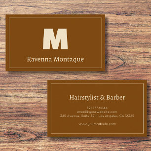 Carte De Visite Marron Chocolat Lettre De Monogramme Personnalisé