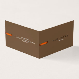 Carte de visite marron et orange rétro