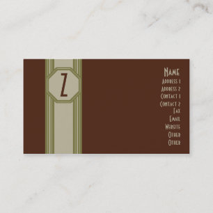 Carte de visite marron, vert, et bronzage simple