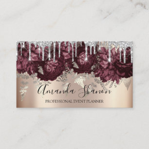 Carte De Visite Marsala Parties scintillant Drives Logo Event Plan