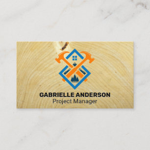 Carte De Visite Marteau et logo de la maison   Grain de bois