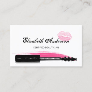 Carte De Visite Mascara rose et noir à la mode de cosmétologie