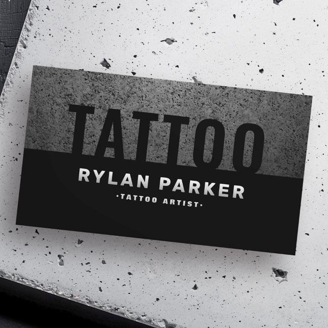Carte De Visite Masculine tatoueur rugueux (Masculine tattoo artist rough dark business card)