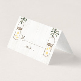 Carte De Visite Mason Jar & Fireflies Rustic Mariage Table No.