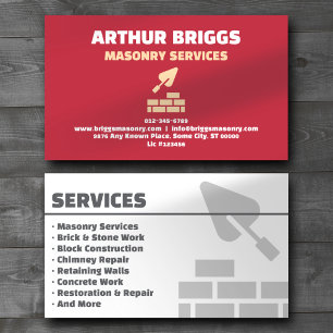 Carte De Visite Masonry Construction Services Professional Rouge