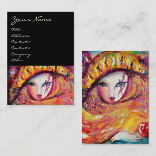 Carte De Visite MASQUE DANS des arts de JAUNE/du spectacle,