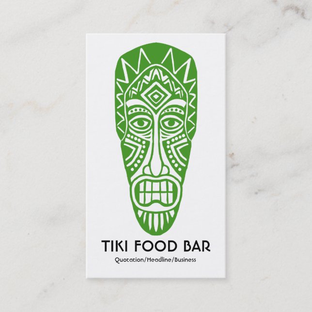Carte De Visite Masque Tiki - Avocado en blanc (Devant)