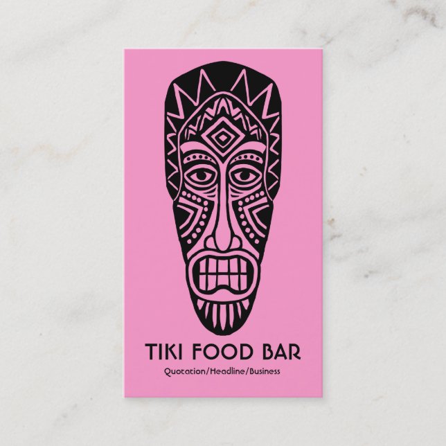 Carte De Visite Masque Tiki - Noir sur rose (Devant)