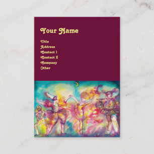 Carte De Visite MASQUERADE /DANSE ,MUSIQUE bleu vif rouge,rose