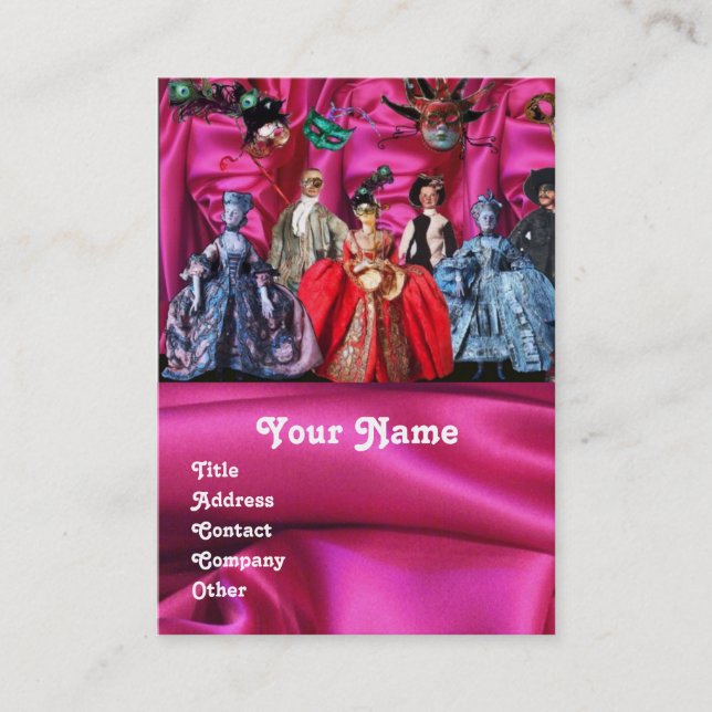 CARTE DE VISITE MASQUERADE MASQUÉRADE DE PUPPETS ITALIENS ANTIQUE, (Devant)