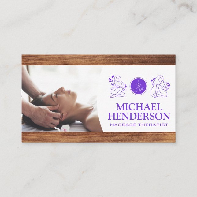 Carte De Visite Massage | Beauté Soins de santé | Bois (Devant)