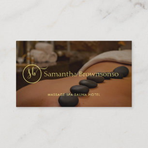 Carte De Visite Massage de retraite Spa en pierre chaude jaune