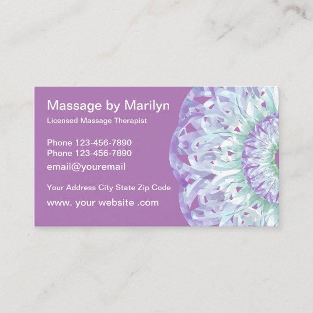 Carte De Visite Massage De Style Mandala (Devant)