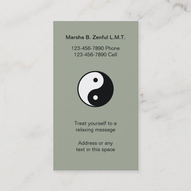 Carte De Visite Massage de zen de Ying Yang (Devant)