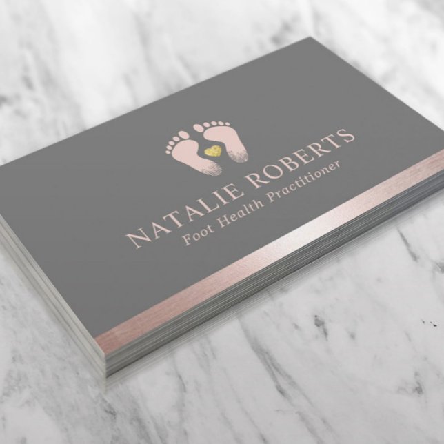Carte De Visite Massage des pieds Thérapiste Podiatriste Rose Gold (Créateur téléchargé)