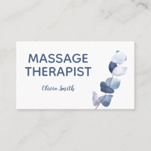 Carte De Visite Massage Floral Moderne de Végétation Rustique Aqua