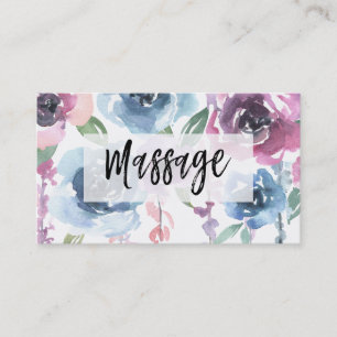Carte De Visite *~* MASSAGE Floral Roses Floraux Fleurs de bactéri