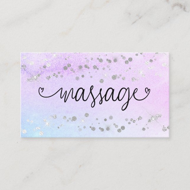 Carte De Visite *~* Massage Thérapeutique Coeurs Parties scintilla (Devant)
