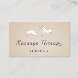 Carte De Visite Massage Thérapie Boho Script Moderne Mains de guér