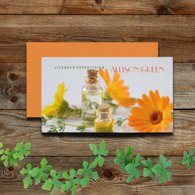 Carte De Visite Massage Thérapie Daisy Essential Huile Aromathérap (Massage Therapy Daisy Essential Oil Aromatherapy Business Card)