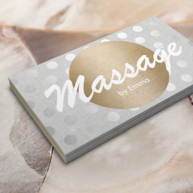 Carte De Visite Massage Thérapie Gold Cercle Dots d'argent moderne (Créateur téléchargé)