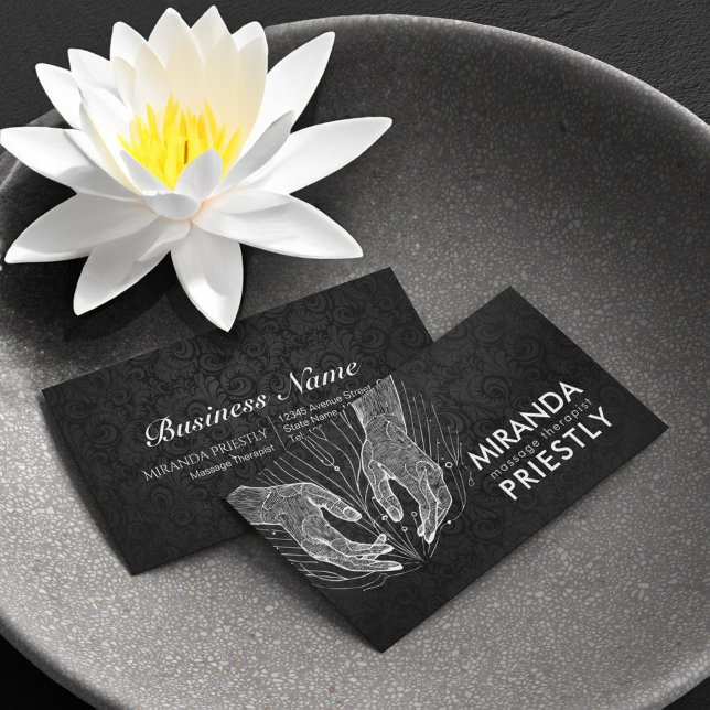 Carte De Visite Massage Thérapie Guérison Mains Énergie Spa Bien-ê (Créateur téléchargé)