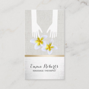 Carte De Visite Massage Thérapie Healing Hands Silver Linen Spa