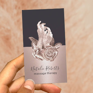 Carte De Visite Massage Thérapie Lux Mains et Fleurs Chiropratique