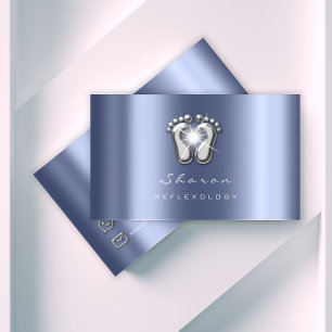 Carte De Visite Massage Thérapie Réflexologie Argent Gris Bleu Éti