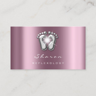 Carte De Visite Massage Thérapie Réflexologie Argent Rose Gris Éti