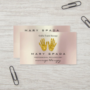Carte De Visite Massage Thérapie Réflexologie Mains Reiki Rose Or1