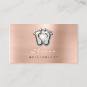 Carte De Visite Massage Thérapie Réflexologie Rose Gold Gris Étinc