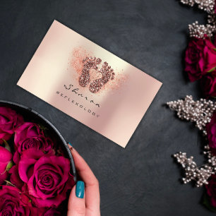 Carte De Visite Massage Thérapie Réflexologie Rose Gold Parties sc