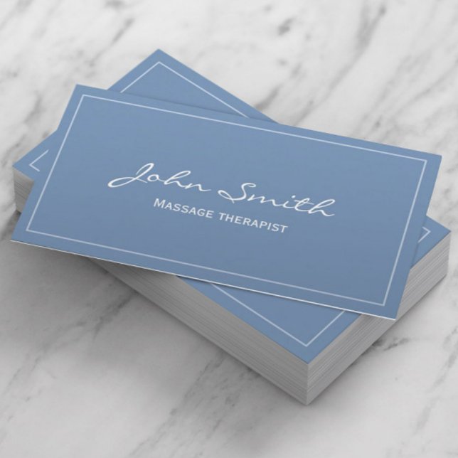 Carte De Visite Massage Thérapie Simple bleu clair (Créateur téléchargé)