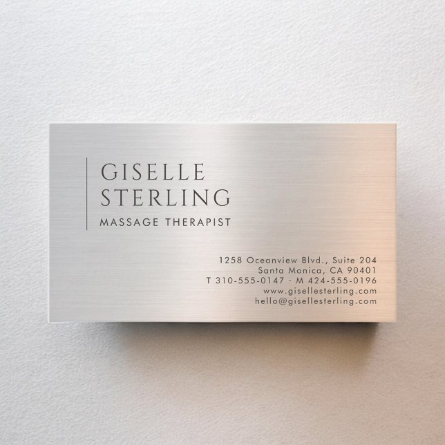 Carte De Visite Massage Therapist Brushed Metal (Créateur téléchargé)